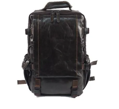 Cool Mens Leather 15inch Laptop Backpack Satchel Backpack Leather School Backpack for Men