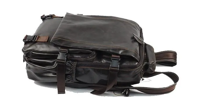 Cool Mens Leather 15inch Laptop Backpack Satchel Backpack Leather School Backpack for Men