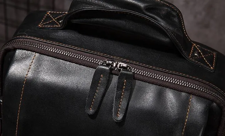 Cool Mens Leather 15inch Laptop Backpack Satchel Backpack Leather School Backpack for Men