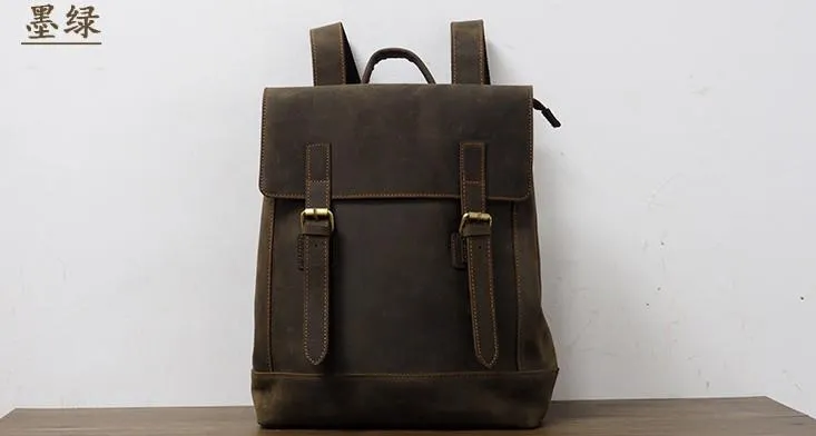 Cool Mens Leather 15inch Laptop Backpack Travel Backpack Leather School Backpacks for Men