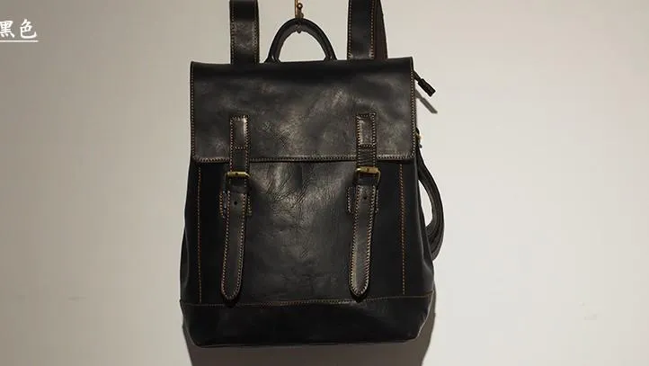 Cool Mens Leather 15inch Laptop Backpack Travel Backpack Leather School Backpacks for Men