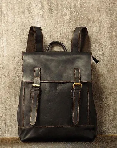 Cool Mens Leather 15inch Laptop Backpack Travel Backpack Leather School Backpacks for Men