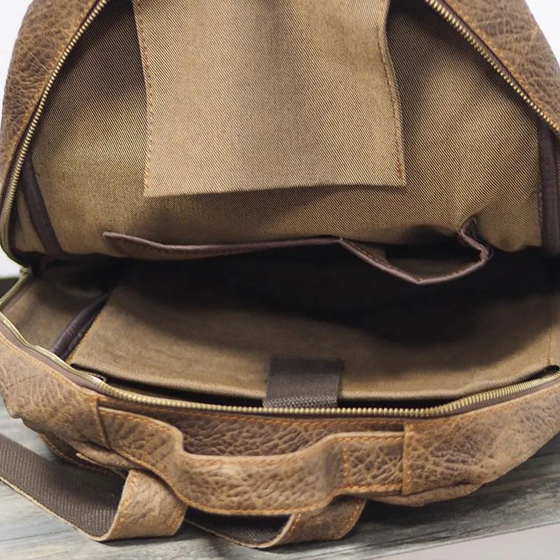 Cool Mens Leather 15inch Laptop Backpack Travel Backpacks Leather School Backpack for Men