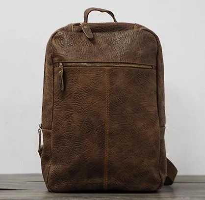 Cool Mens Leather 15inch Laptop Backpack Travel Backpacks Leather School Backpack for Men