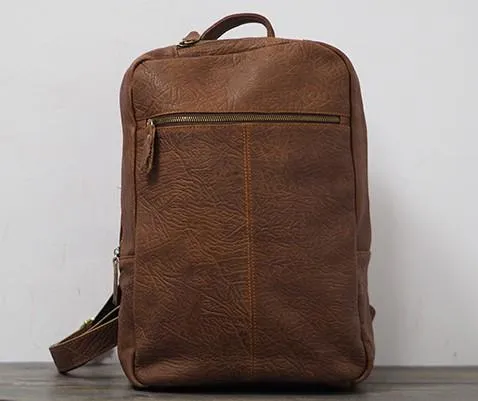 Cool Mens Leather 15inch Laptop Backpack Travel Backpacks Leather School Backpack for Men