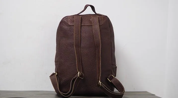Cool Mens Leather 15inch Laptop Backpack Travel Backpacks Leather School Backpack for Men