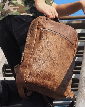 Cool Mens Leather 15inch Laptop Backpack Travel Backpacks Leather School Backpack for Men