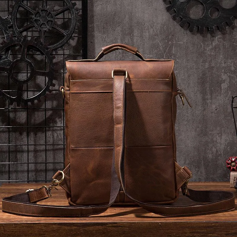 Cool Mens Leather Backpack School Backpack Leather Laptop Backpack for Men