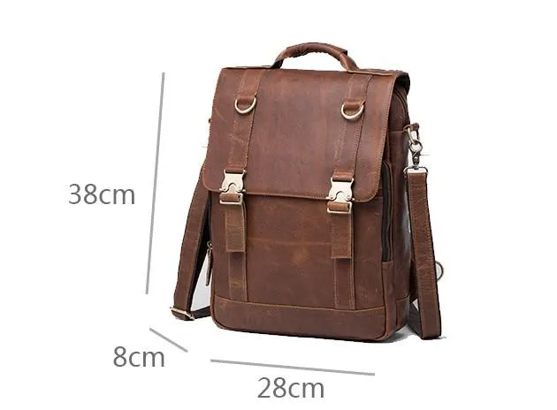 Cool Mens Leather Backpack School Backpack Leather Laptop Backpack for Men