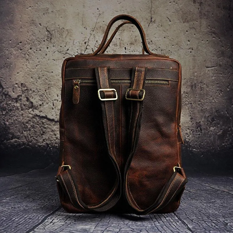 Cool Mens Leather Backpack Vintage Travel Backpack School Backpack for men