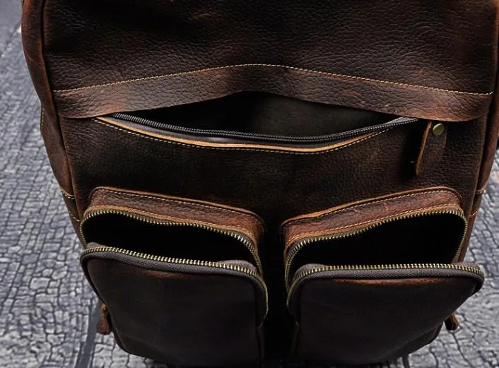 Cool Mens Leather Backpack Vintage Travel Backpack School Backpack for men