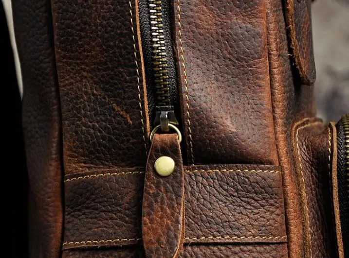 Cool Mens Leather Backpack Vintage Travel Backpack School Backpack for men