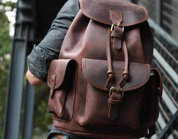 Cool Mens Leather Backpacks Travel Backpacks Laptop Backpacks for Men