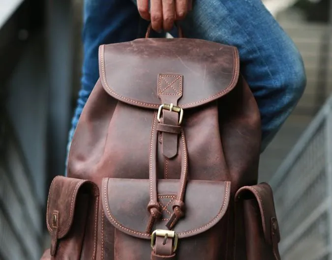 Cool Mens Leather Backpacks Travel Backpacks Laptop Backpacks for Men