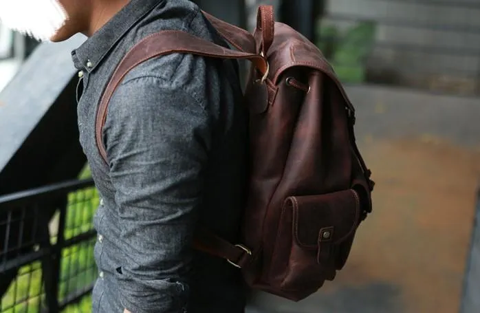 Cool Mens Leather Backpacks Travel Backpacks Laptop Backpacks for Men