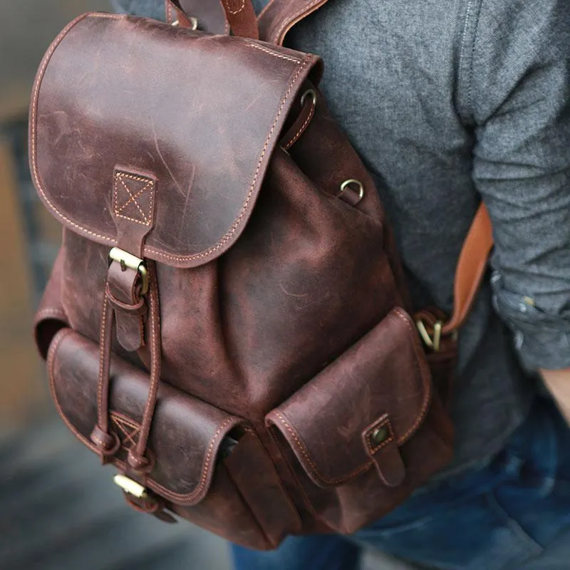 Cool Mens Leather Backpacks Travel Backpacks Laptop Backpacks for Men