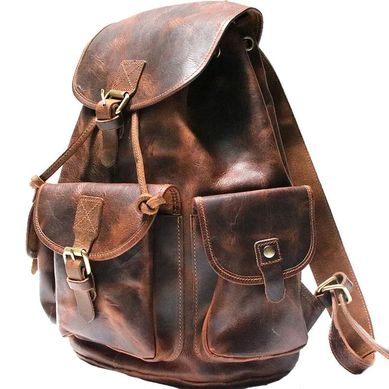 Cool Mens Leather Backpacks Travel Backpacks Laptop Backpacks for Men