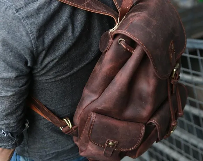 Cool Mens Leather Backpacks Travel Backpacks Laptop Backpacks for Men