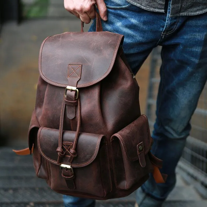 Cool Mens Leather Backpacks Travel Backpacks Laptop Backpacks for Men
