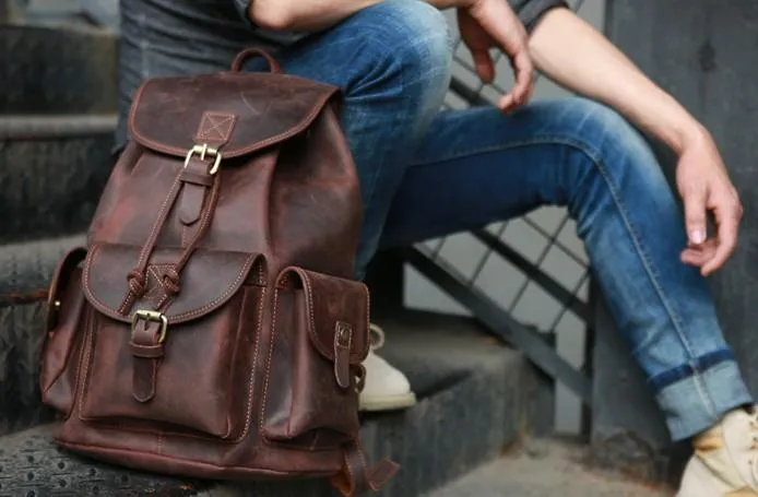 Cool Mens Leather Backpacks Travel Backpacks Laptop Backpacks for Men