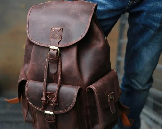 Cool Mens Leather Backpacks Travel Backpacks Laptop Backpacks for Men