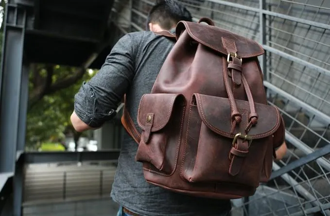 Cool Mens Leather Backpacks Travel Backpacks Laptop Backpacks for Men