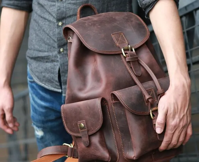 Cool Mens Leather Backpacks Travel Backpacks Laptop Backpacks for Men