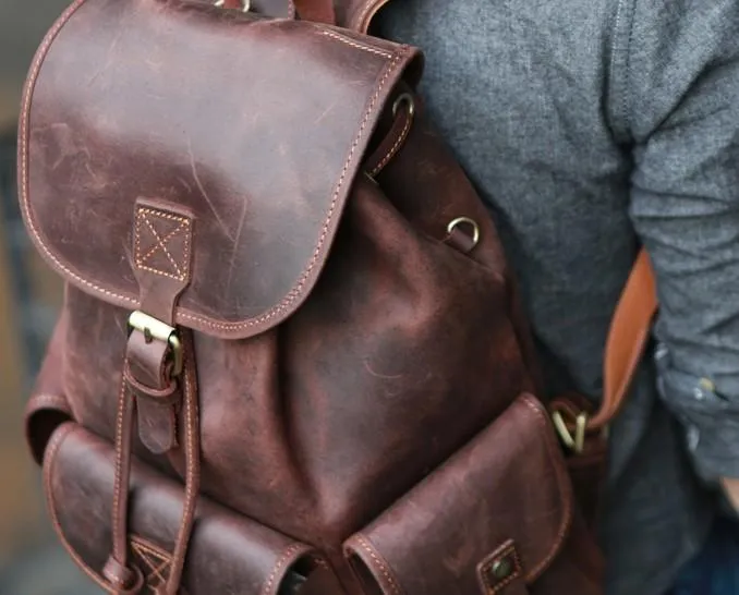 Cool Mens Leather Backpacks Travel Backpacks Laptop Backpacks for Men