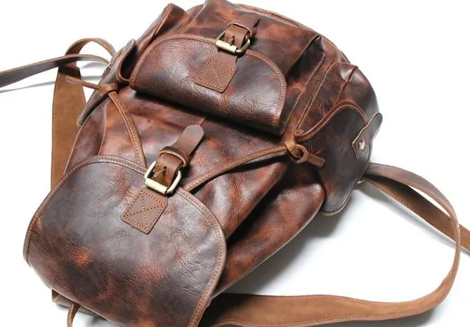 Cool Mens Leather Backpacks Travel Backpacks Laptop Backpacks for Men