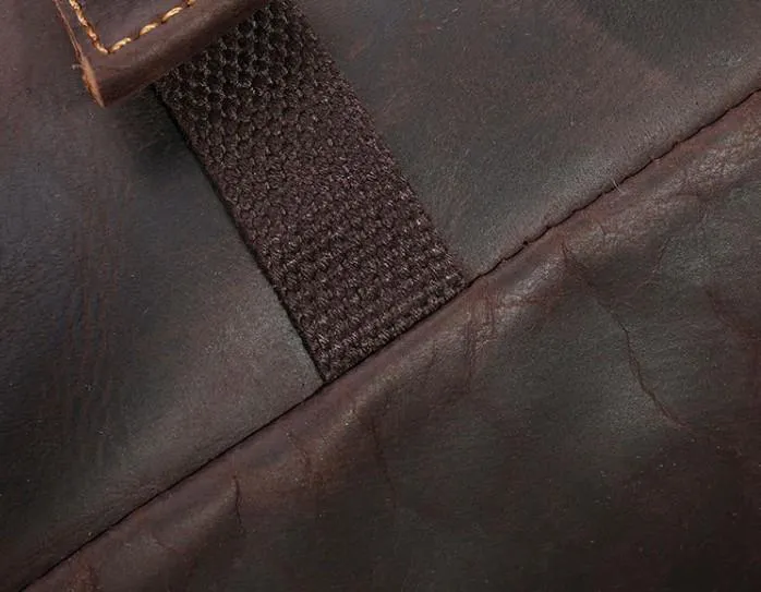 Cool Mens Leather Barrel Backpack Overnight Bag Travel Backpack Weekender Bag for men