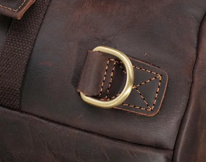 Cool Mens Leather Barrel Backpack Overnight Bag Travel Backpack Weekender Bag for men