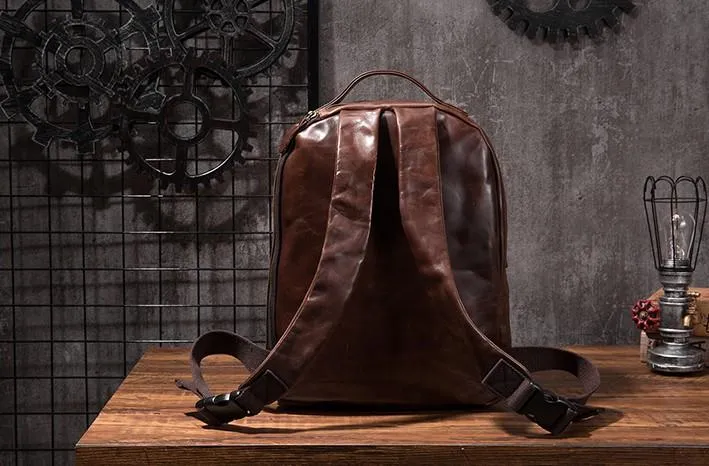 Cool Mens Leather School Backpack Satchel Backpacks Leather Travel Backpack for Men