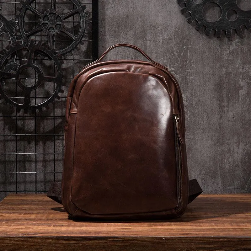 Cool Mens Leather School Backpack Satchel Backpacks Leather Travel Backpack for Men