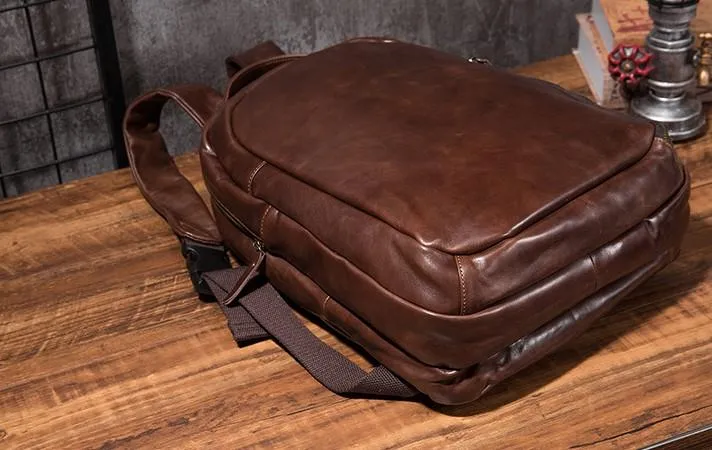 Cool Mens Leather School Backpack Satchel Backpacks Leather Travel Backpack for Men