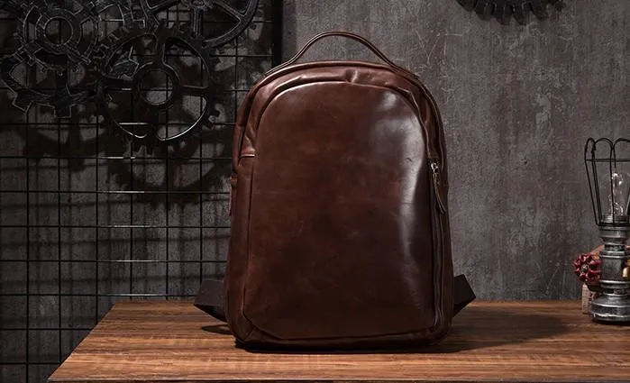 Cool Mens Leather School Backpack Satchel Backpacks Leather Travel Backpack for Men