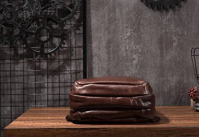 Cool Mens Leather School Backpack Satchel Backpacks Leather Travel Backpack for Men