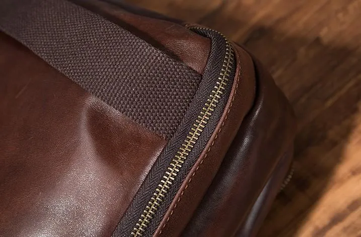Cool Mens Leather School Backpack Satchel Backpacks Leather Travel Backpack for Men