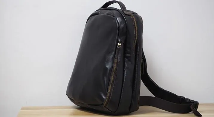 Cool Mens Leather School Backpack Satchel Backpacks Leather Travel Backpack for Men