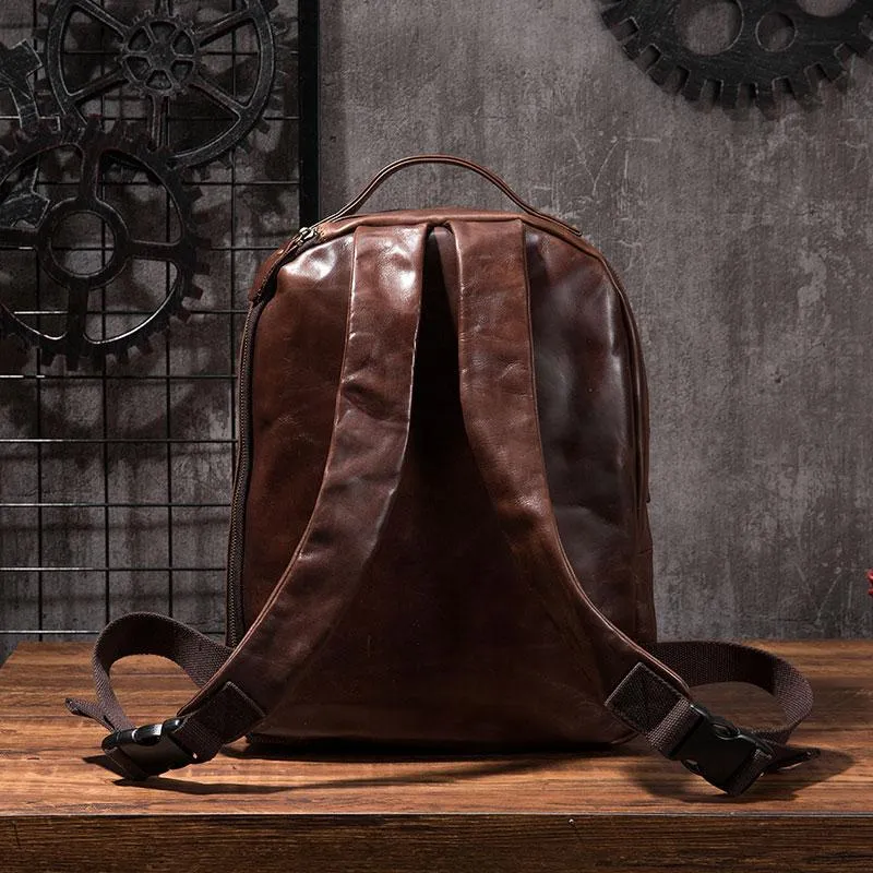 Cool Mens Leather School Backpack Satchel Backpacks Leather Travel Backpack for Men