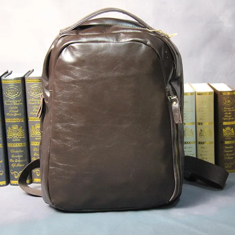 Cool Mens Leather School Backpack Satchel Backpacks Leather Travel Backpack for Men