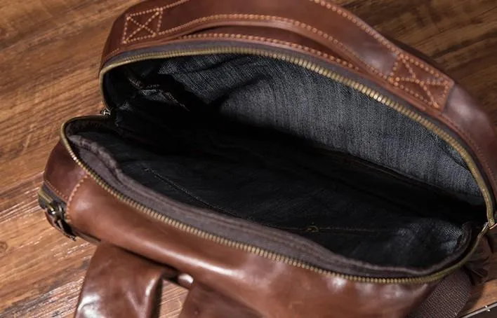 Cool Mens Leather School Backpack Satchel Backpacks Leather Travel Backpack for Men