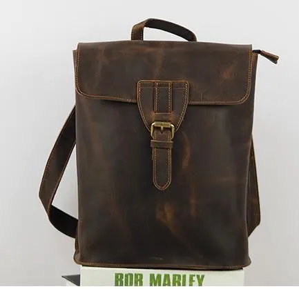 Cool Mens Leather School Backpack Travel Backpack Leather Satchel Backpack for Men