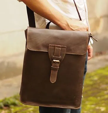 Cool Mens Leather School Backpack Travel Backpack Leather Satchel Backpack for Men
