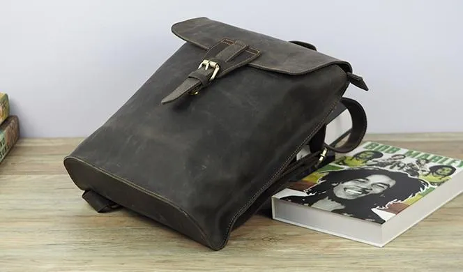 Cool Mens Leather School Backpack Travel Backpack Leather Satchel Backpack for Men