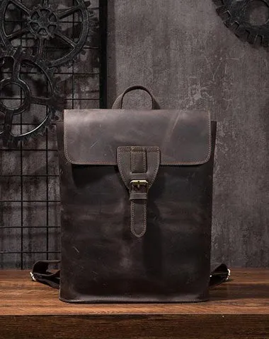 Cool Mens Leather School Backpack Travel Backpack Leather Satchel Backpack for Men