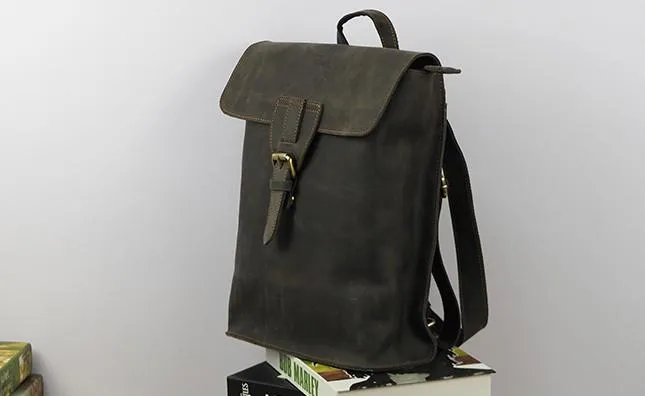 Cool Mens Leather School Backpack Travel Backpack Leather Satchel Backpack for Men