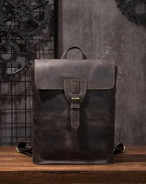 Cool Mens Leather School Backpack Travel Backpack Leather Satchel Backpack for Men