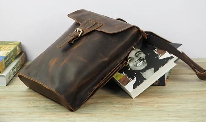 Cool Mens Leather School Backpack Travel Backpack Leather Satchel Backpack for Men