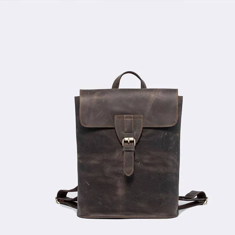 Cool Mens Leather School Backpack Travel Backpack Leather Satchel Backpack for Men