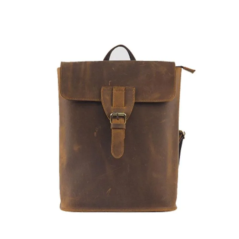 Cool Mens Leather School Backpack Travel Backpack Leather Satchel Backpack for Men